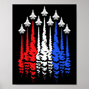 Röd Vit Blå Patriotiska Jets Usa Flagga Män Pojkar Poster