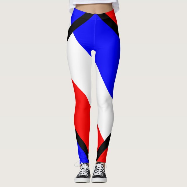 Röd, vit, blå rand leggings (Framsida)