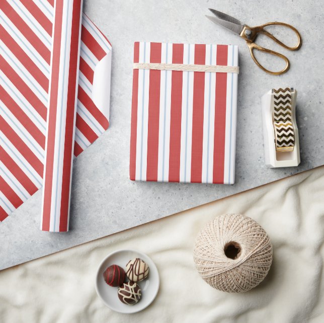 Röd Vit Blå Ränder Jul Presentpapper (Hantverk)