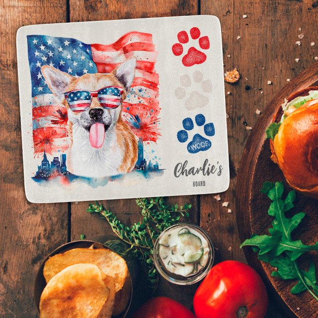 Röd Vit Blå Rolig Cool Chihuahua Amerikansk Flagga (Skapare uppladdad)