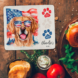 Röd Vit Blå Rolig Golden Retriever Hund Godis