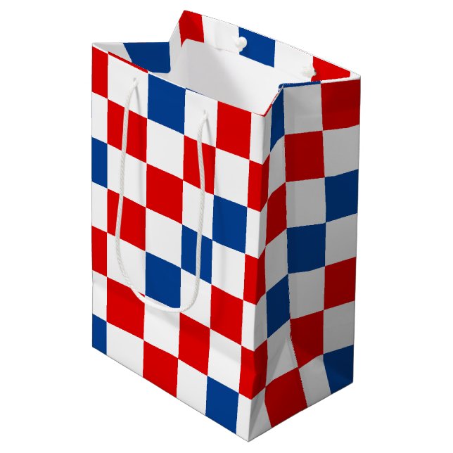 Röd Vit Blå Rutig Mönsterdesign  (Framsidan Vinklad)