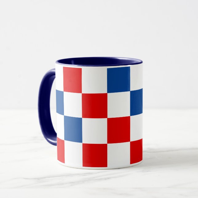 Röd Vit Blå Rutig Mönsterdesign  Mugg (Framsida vänster)