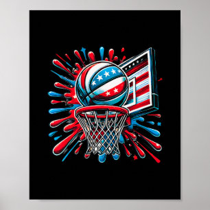 Röd Vit Blå Sketll Färg Splash Usa Flagga Sketll Poster