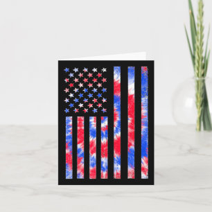 Röd Vit Blå Tie Dye Amerikansk Flagga Vintage 4:e Kort