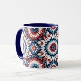 Röd, Vit & Blå Tie-dye Mugg