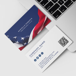 Röd Vit & Blå-USA Flagga Stjärnor Och Ränder Visitkort