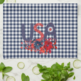 Röd Vit & Blå USA Patriotisk Bukett Kökshandduk