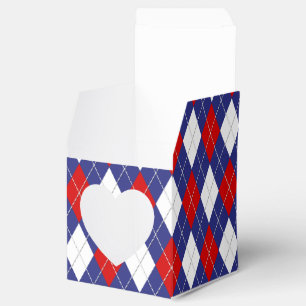 Röd,Vit,Blått Argyle 2-PARTETS FAVOR BOX,Korta rut Presentaskar