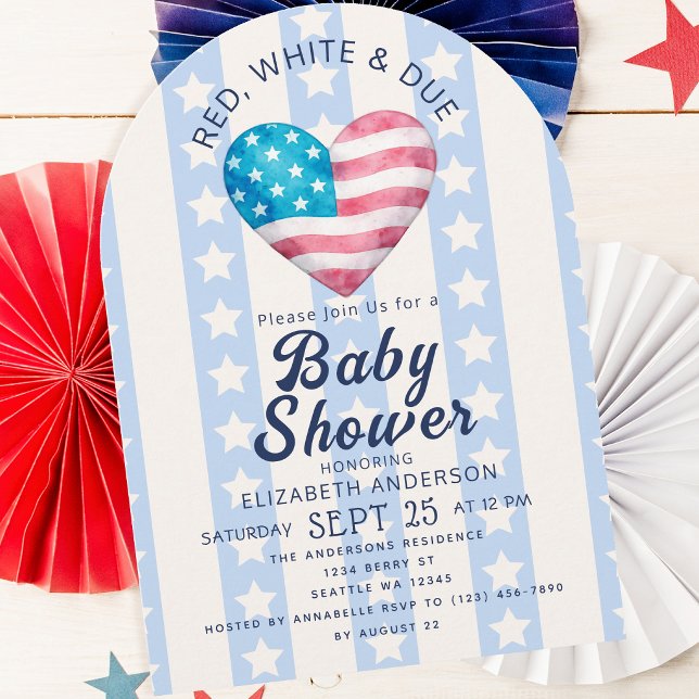 Röd Vit & Blivande Pojke Baby Shower Båge Inbjudningar (Skapare uppladdad)