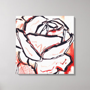 Röd vit blomma Abstrakt Färgfull Ro Home Decor Canvastryck