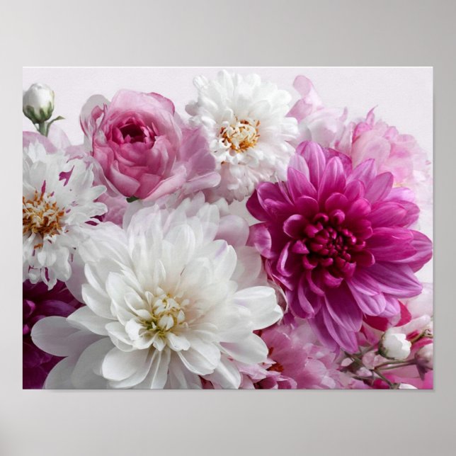 Röd & Vit Blommig Väggkonst – Elegant Blomsterdeko (Framsidan)