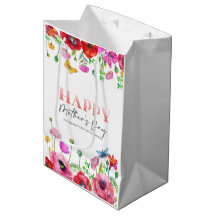 Röd vit Blommigt Lycklig Mor-hälsningskort