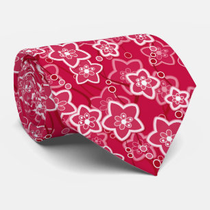 röd vit blommigt, rustik mode mönster-retro slips