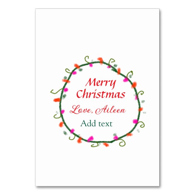 röd vit blommigt vattenfärgsutandning god jul bordsnummer (Framsidan)