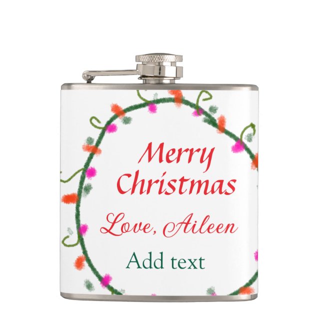 röd vit blommigt vattenfärgsutandning god jul fickplunta (Framsidan)