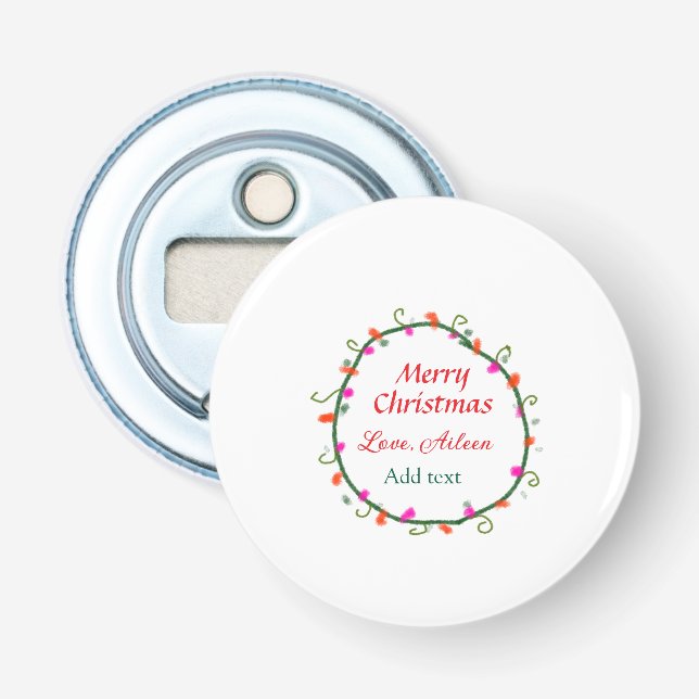 röd vit blommigt vattenfärgsutandning god jul flasköppnare (Framsidan)