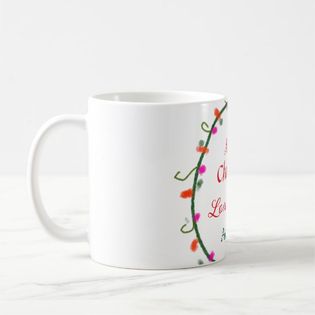 röd vit blommigt vattenfärgsutandning god jul kaffemugg (Vänster)