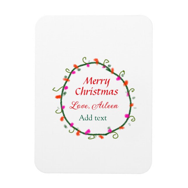 röd vit blommigt vattenfärgsutandning god jul magnet (Vertikal)