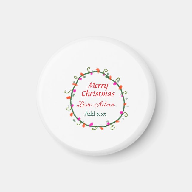 röd vit blommigt vattenfärgsutandning god jul magnet (Framsidan)