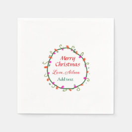 röd vit blommigt vattenfärgsutandning god jul pappersservett