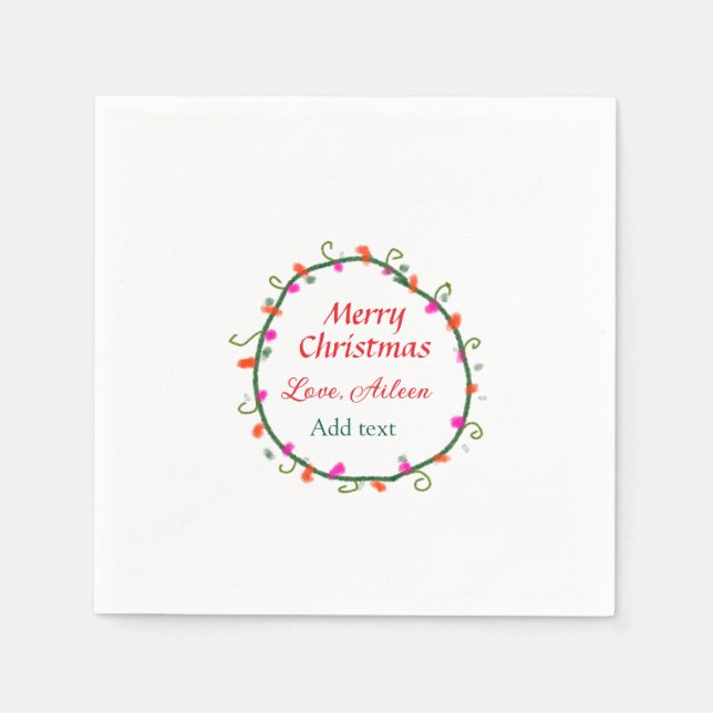 röd vit blommigt vattenfärgsutandning god jul pappersservett (Framsidan)