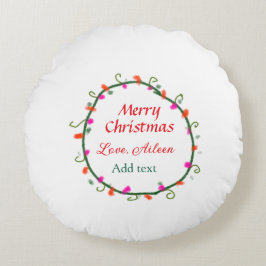 röd vit blommigt vattenfärgsutandning god jul rund kudde