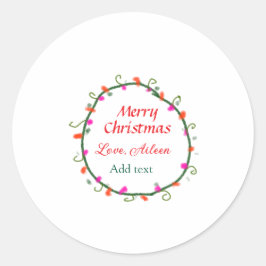 röd vit blommigt vattenfärgsutandning god jul runt klistermärke