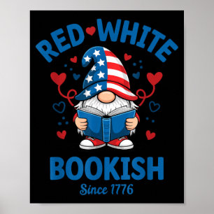 Röd Vit Boklig Patriotisk Läsande Gnom Poster
