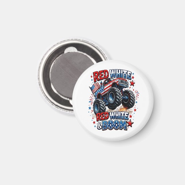 Röd Vit Boom Monstertruck Magnet (Front/Back)