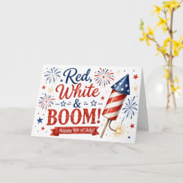 Röd, vit & Boom! Patriotisk gratulationskort Kort