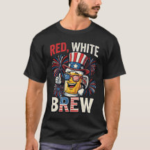 Röd Vit Brygd Rolig Patriotisk Biker T-Shirt