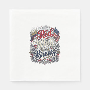 Röd Vit & Brygg Patriotisk Ölblus Design_1 Pappersservett