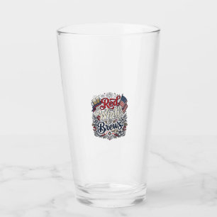 Röd Vit & Bryggserier Patriotisk Ölblus Design_1 Glaskopp