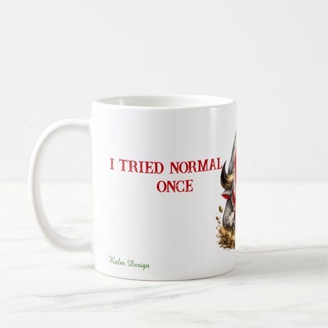 Röd & Vit Bull  Kaffemugg (Vänster)