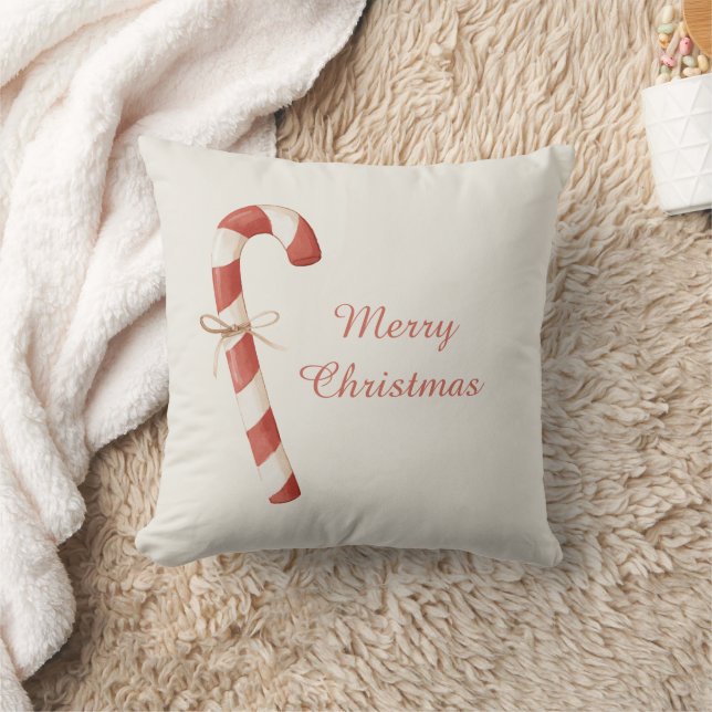 Röd Vit Candy Cane Jul Kudde (Filt)