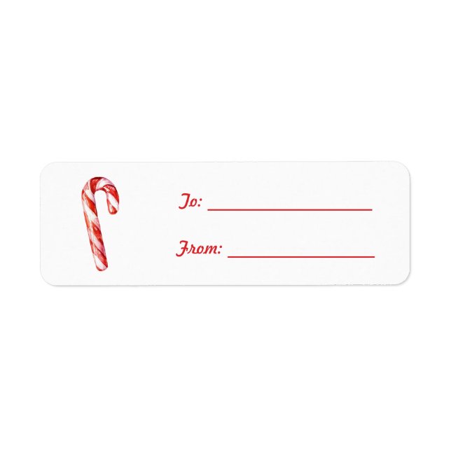 Röd Vit Candy Cane Jul Returadress Etikett (Framsidan)