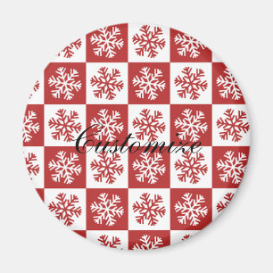 Röd/vit check snowflake mönster Thunder_Cove Magnet