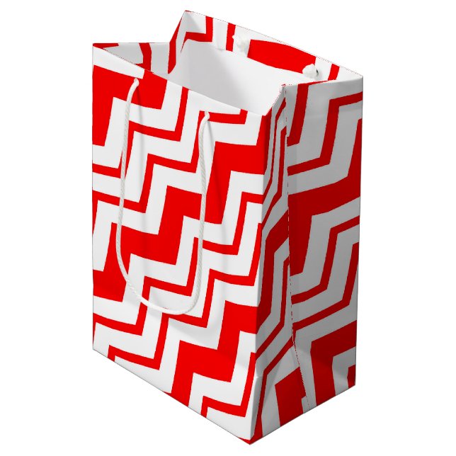 Röd vit Chevron sicksack mönsterdesign  (Framsidan Vinklad)
