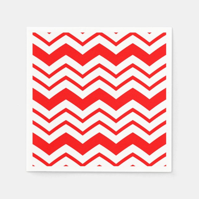 Röd vit Chevron sicksack mönsterdesign  Pappersservett (Framsidan)