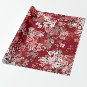 Röd Vit Ditsy Blomma Pastell Boho 70-tal Vintage Presentpapper