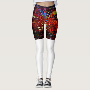 Röd vit, Espressionsim damasker Leggings