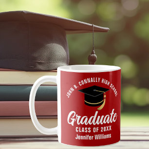 Röd Vit Examen Personlig 2026 Examen Kaffemugg
