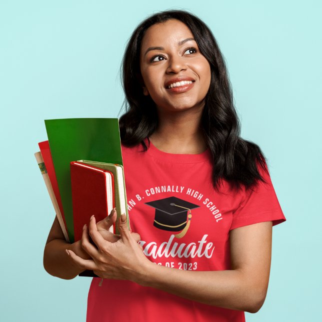Röd Vit Examen Personlig 2026 Examen T Shirt (Skapare uppladdad)