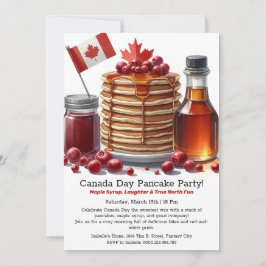 Röd & Vit Firande Canada Day Pannkaksparty Inbjudningar