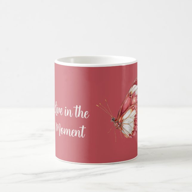 Röd Vit Fjäril Kaffemugg (Center)