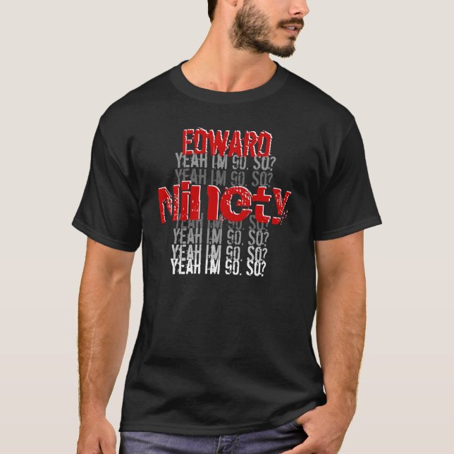 Röd vit för rolig 90:e svart för t-shirt (Framsida)