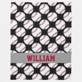 Röd vit för svart för baseballsportpersonlig fleecefilt