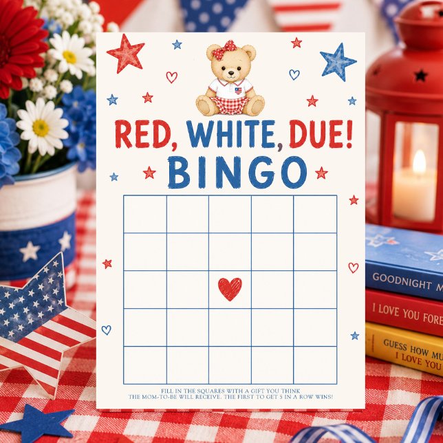 Röd Vit Förfallen Bingo Spel Inbjudningar (Skapare uppladdad)