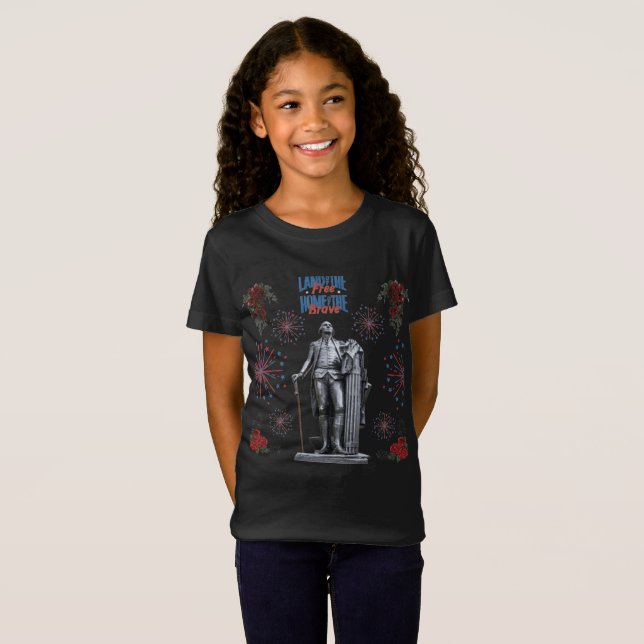 Röd Vit Glitter svart T Shirt (Hel framsida)
